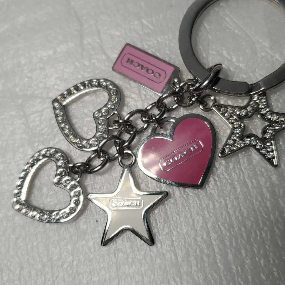Coach Pink and White Heart Star Key Card Holder - Picture 3 of 4